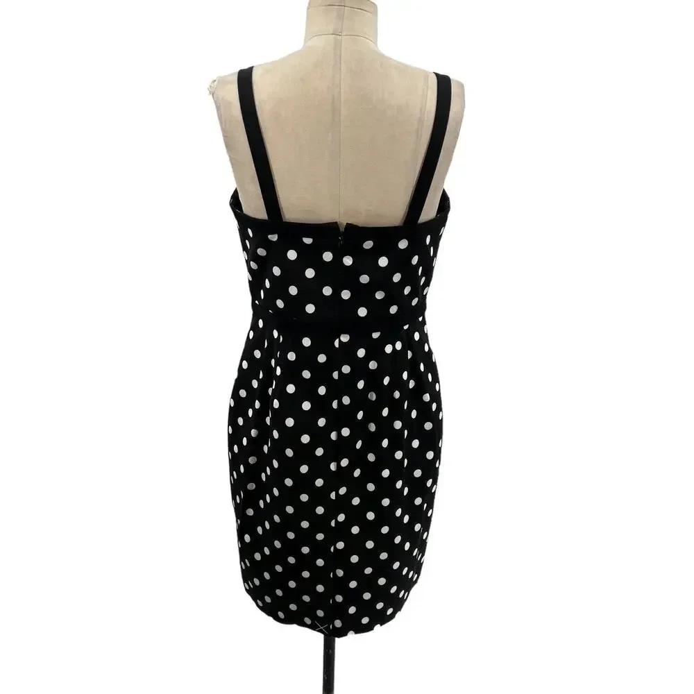 J.‎ Crew Faillie Sheath Baxter Black White Polka Dot Dress Size 8